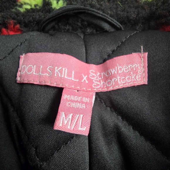 Dolls Kill x Strawberry Shortcake Jacket Teddy Coat Quilted Oversized M/L *RARE - Picture 6 of 12